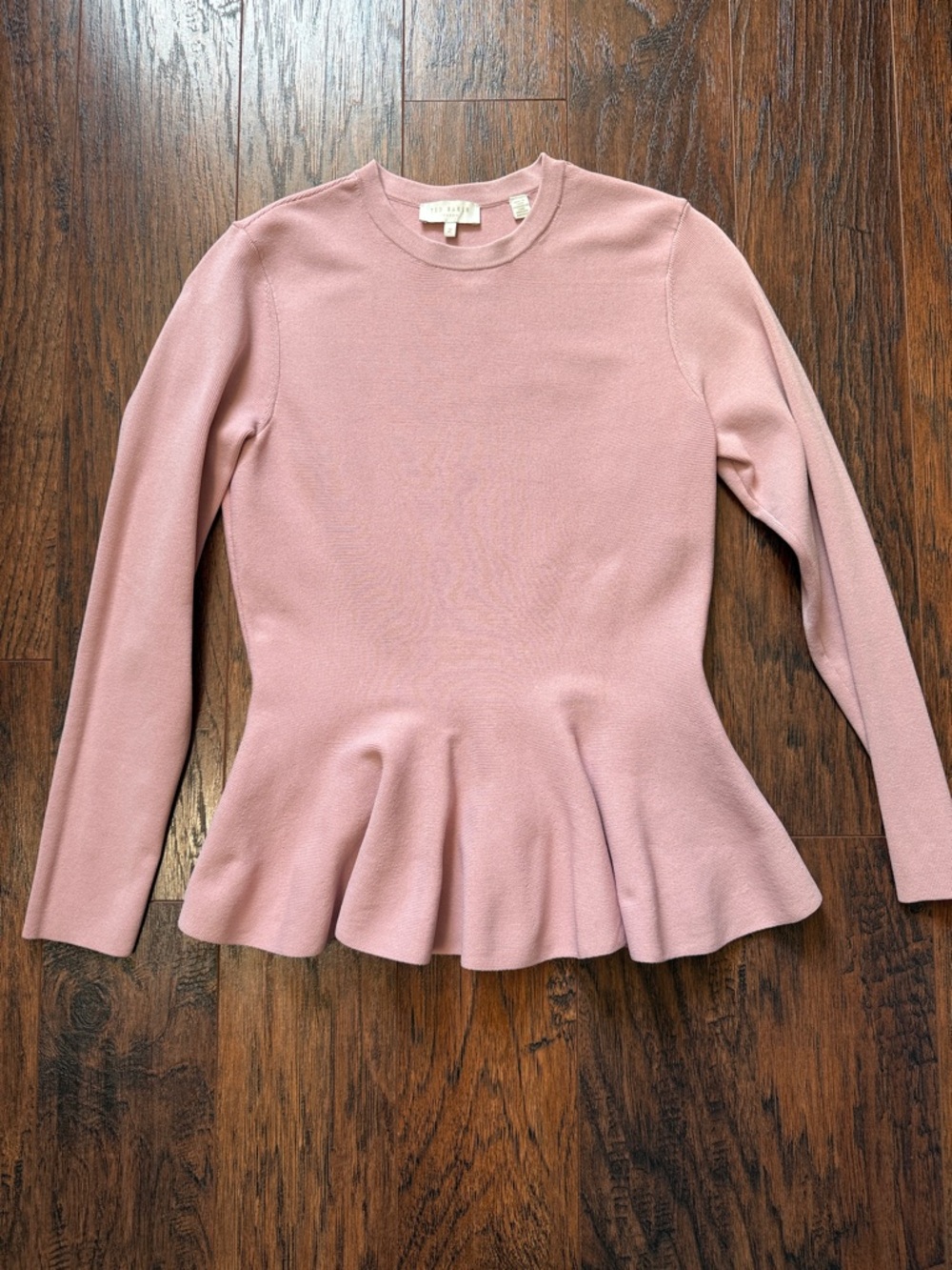 Ted Baker London Dusty Blush Pink Long Sleeve Peplum Top
